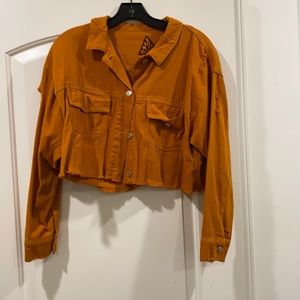 Cute cropped orange jean jacket